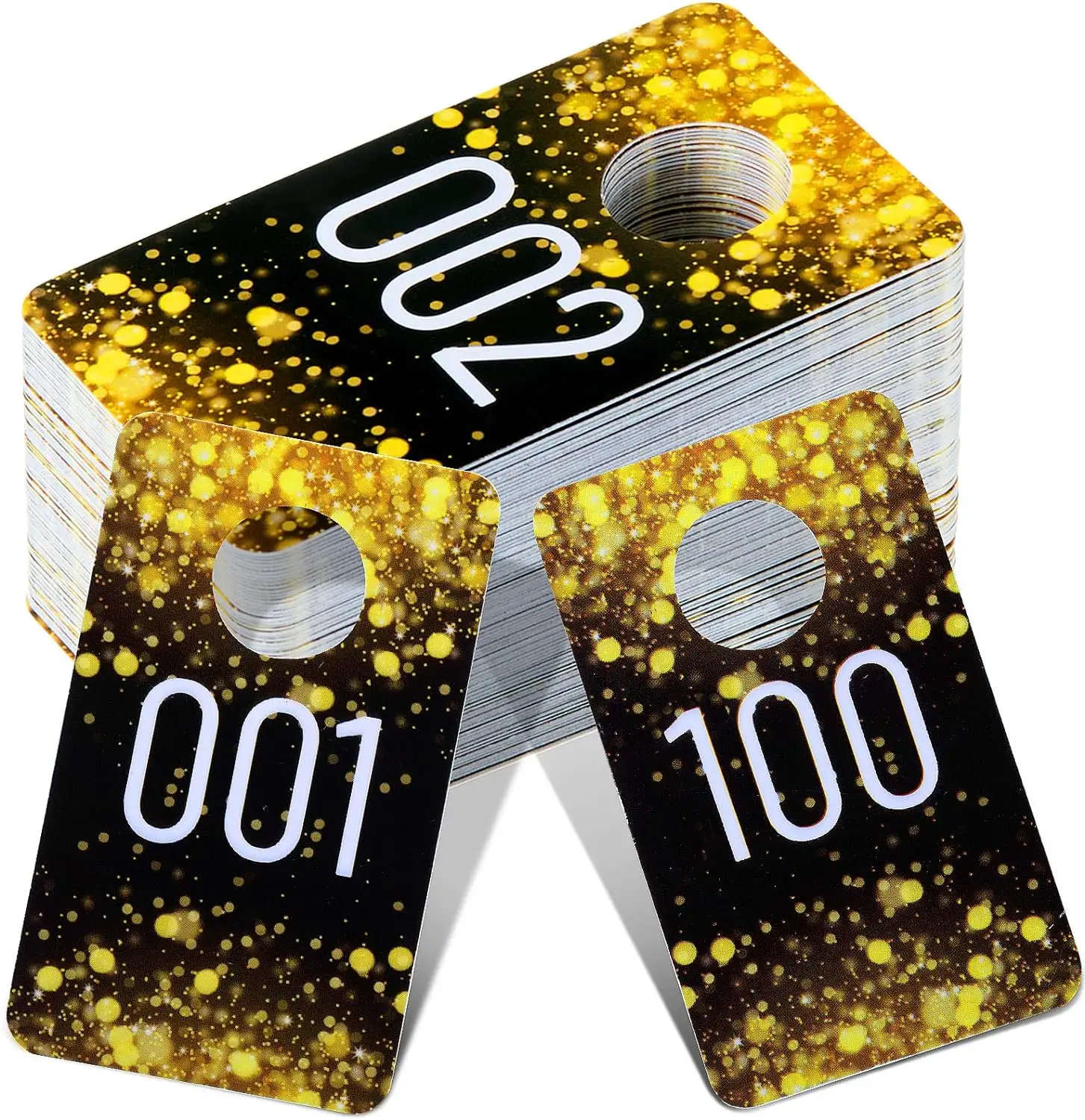 Cartes de suspension réutilisables pour vêtements Live Gold Étiquette de numéro en direct consécutive Étiquettes de numéro en plastique vivant