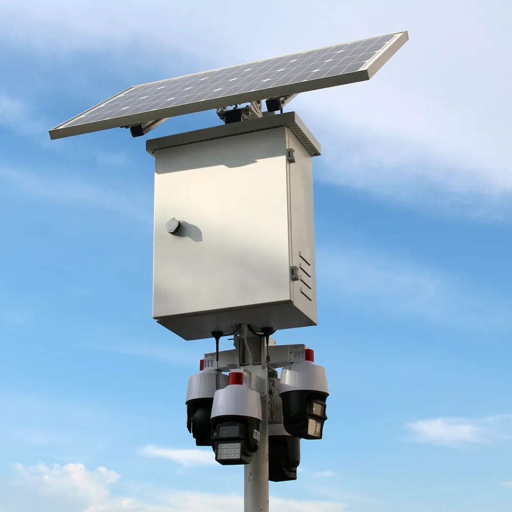 4ch solar-powered surveillance construction site cctv wifi power solar security camera system wireless outdoor with night vision