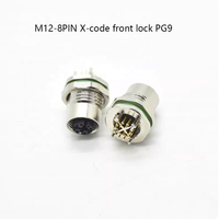 Conector Impermeable M12, Sensor de 8 Pines, Código X, PG9, Conector Hembra, Ethernet, Monitoreo de Transmisión de Señal, Adaptador Plateado