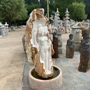 Sculptures en pierre sculptée à la main pour femme, Sculpture de jardin polie, sexe