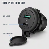 Chargeur USB universel pour moto de rue NETPOR, charge rapide PD, prise de conversion étanche pour guidon de téléphone, mise à niveau