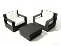 Ensemble de mobilier de salon extérieur commercial en aluminium, chaises de patio et table basse pour hôtel, complexe hôtelier, bord de piscine et hôtellerie