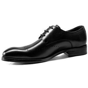 Zapatos Oxford de Cuero Genuino para Hombre, con Punta en Pico, con Cordones, Formales, para Vestir, para Todas las Temporadas, de Color Sólido, Envío Directo - Product Image 1