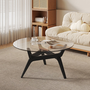 <span class=keywords><strong>Tavolino</strong></span> da Caffè <span class=keywords><strong>in</strong></span> <span class=keywords><strong>Vetro</strong></span> dal Design Moderno con Struttura <span class=keywords><strong>in</strong></span> Legno Massello per Soggiorno - Product Image 2