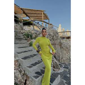 Robe de soirée vert Electra, bustier, coupe Empire, à volants hauts, élégante, avec fines bretelles spaghetti, pour banquets, été, plage, translucide, XS - Product Image 2
