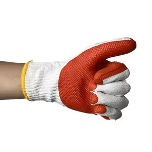 Custom Logo Oil Orange Palm Chemical Resistant Anti Slip White Poly-cotton Lining Rubber Coated Work Labor Gloves Safety