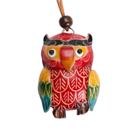 Gantungan Kunci Kulit Buatan Tangan Bentuk Burung Hantu Lucu 3D Kartun Hewan Hutan Liontin Vintage untuk Kaca Spion Mobil Dekorasi Rumah Hadiah Promosi
