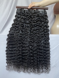 Wholesale Factory Price Natural Color Indian Bundles Raw Virgin Cuticle Aligned Hair Bundles Curly Human - Product Image 1