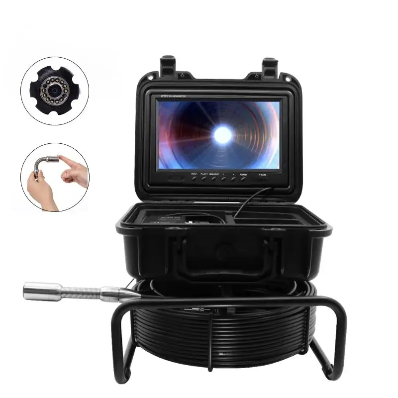 Flexible Camera Wide-Angel Optional 50M Black Case Black Cable1080P Hd Underground Sewer Inspection Pipe Borescope Camera