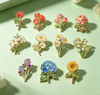 Pin Bros Enamel Bunga Botani Kustom Pabrik Grosir, Lencana Logam Floral untuk Pakaian, Jaket, Ransel, Hadiah