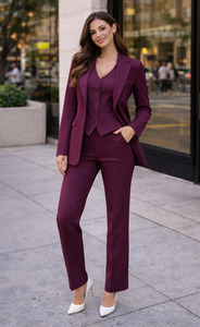 Traje de Pantalón de Tres Piezas Personalizado para Mujer, Conjunto Elegante de Blazer, Chaleco y Pantalón, Ropa Formal para Invitadas de Boda, Proveedor de Ropa - Product Image 6
