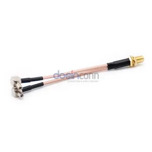 Cable conector SMA hembra a Dual Ts9 macho, Cable de extensión de ángulo recto para antena