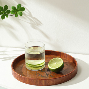 Japanese Style Wooden <b>Tray</b> Round Oval With Flower Pattern For Home <b>Tea</b> Serving Custom Logo Available - Product Image 4