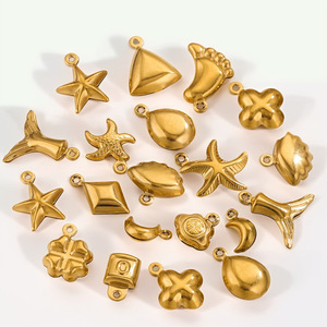 Impermeable PVD chapado en oro DIY encanto pendientes estrella de cinco puntas Luna colgante de acero inoxidable fabricación de joyas cristianas religiosas - Product Image 1