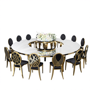 <span class=keywords><strong>Table</strong></span> à manger en bambou de luxe léger avec plateau en verre trempé transparent, finition dorée, <span class=keywords><strong>grande</strong></span> <span class=keywords><strong>table</strong></span> pour <span class=keywords><strong>20</strong></span> <span class=keywords><strong>personnes</strong></span>, expédition rapide depuis la Chine - Product Image 1