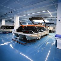 Bateau ponton de pêche professionnel en aluminium de 20 pieds/22 pieds avec vivier et porte-cannes pour pêcheurs
