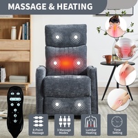 360 °   Fauteuil inclinable en chenille bleue robuste avec massage pivotant et à bascule, minuterie, 8 points de vibration et chaleur lombaire