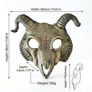 Máscara de Cabeza de Cabra Gótica para Adultos, Máscara de Cabeza de Animal, Máscara Facial Realista para Cosplay, Decoración para Fiestas de Halloween, Accesorio para Eventos con Temática de Terror - Product Image 3