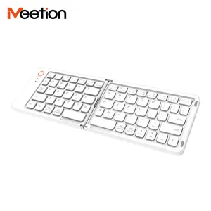 MEETION BTK001 gunting keyboard bluetooth, papan ketik lipat Mini ramping multi sistem untuk windows ios android