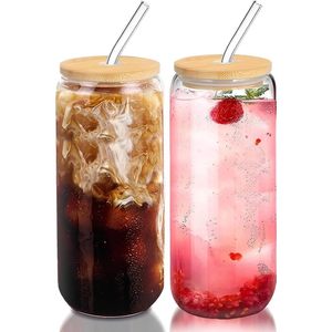 ชุดถ้วยแก้ว Sky-Touch 550มล. อุปกรณ์ดื่มกาแฟเย็นใสแบบใช้ซ้ำได้สวยงามน่ารักพร้อมฝาไม้ไผ่และหลอด2ชิ้น - Product Image 3