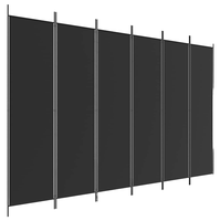 Paravent moderne BGST à 6 panneaux, 300 x 200 cm, toile noire, écran pliable pour l'intimité, cloison mobile pour chambre à coucher, bureau
