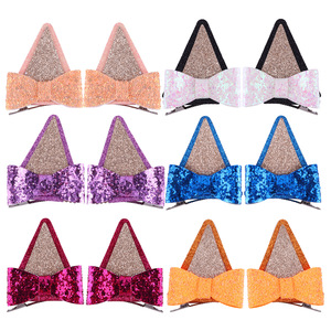 Pinza de Pelo con Orejas de Gato y Lazo Brillante, Pasador de Pelo con Lentejuelas para Niñas, Ideal para Fiestas de Cumpleaños - Product Image 2