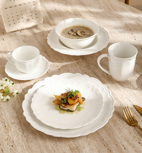 Platos de Porcelana Blanca con Relieve de Pétalos Franceses de Lujo, Ecológicos, Aptos para Alimentos, Libres de BPA, Duraderos, para Comida Occidental, Suministro al por Mayor, Personalizables - Product Image 5