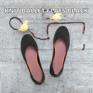 Frank Mully <span class=keywords><strong>Ballerines</strong></span> plates en tricot uni pour femme, chaussures de marche classiques à talon bas, noir 9.5 - Product Image 2