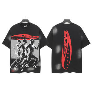 เสื้อยืดฮิปฮอปทรงโอเวอร์ไซส์ ยูนิเซ็กซ์ ผ้าฝ้าย 100% แขนสั้น ระบายอากาศได้ดี เหมาะสำหรับฤดูร้อน น้ำหนักผ้า 200 กรัม ดีไซน์ลายแฟชั่นสำหรับผู้ชาย - Product Image 4