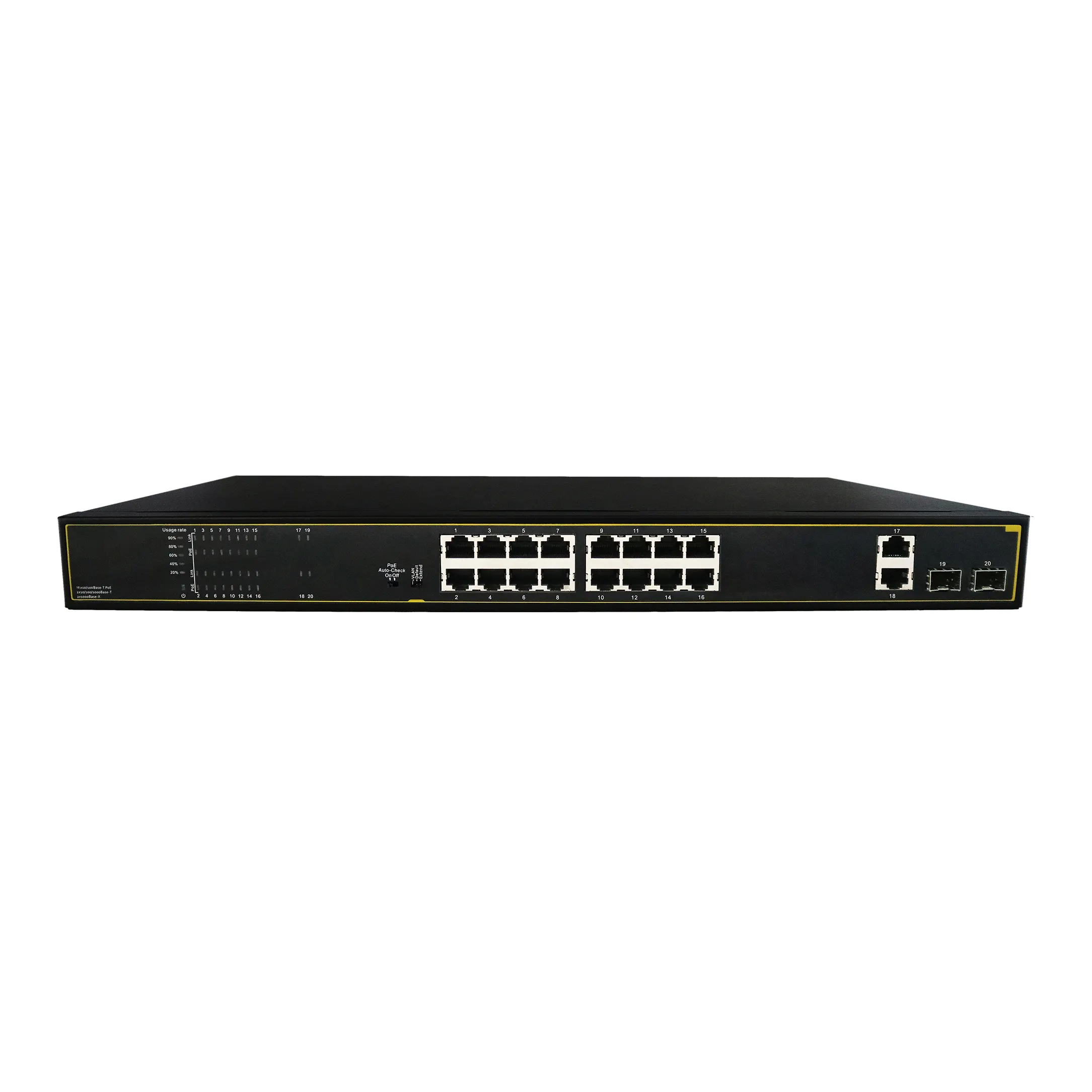 Verkeersoptimalisatie 20 Poort Ethernet Gigabit Onbeheerde Poe-Switch Met Ieee802.3af/Op 2 1000M Sfp Uplink Gigabit-Poorten