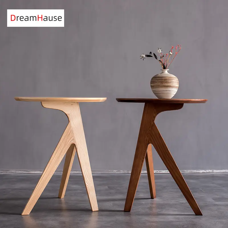 Bordas de madeira sólida corredor de madeira sólida criativo mesa lateral redonda mesa de café