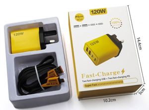 New 120W Dual TYPE-C + USB Fast Charger with 4 Port PD Quick Charging Adapter Mobile Phones <b>Tablets</b> Laptops Smartphones - Product Image 6