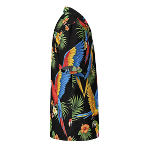 Chemise hawaïenne unisexe à boutons avec motif d'oiseaux tropicaux noirs - Product Image 4