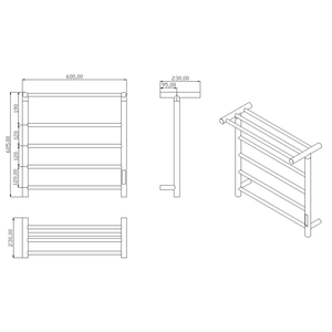 Scaldasalviette Elettrico 60x60,5cm in Acciaio Inox 304 Color Canna di Fucile con <span class=keywords><strong>Porta</strong></span> <span class=keywords><strong>Asciugamani</strong></span>, Montaggio <span class=keywords><strong>a</strong></span> Parete per Hotel e <span class=keywords><strong>Bagno</strong></span> - Product Image 6