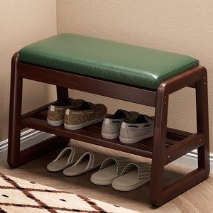 Modern Solid Wood Foldable <b>Shoe</b> with Flip-Open <b>Storage</b> Box 2-Tier Rack for Living Room Entryway - Product Image 2