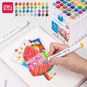 Marcadores Deli Artist de 12, 24, 36, 48, 60 y 80 colores a base de agua con doble punta para niños, estudiantes y dibujo artístico. - Product Image 3