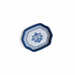 Plateau à bord ondulé incurvé 238x358 Ensemble de 2 pièces Motif décoratif bleu et blanc inspiré des azulejos Design - Product Image 2