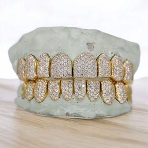 Custom 10 ON 10 VVS Moissanite <b>Diamond</b> Grillz Hip Hop <b>Teeth</b> Caps Iced Out Gold <b>Silver</b> Plated Luxury Grillz Jewelry for Men Women - Product Image 2