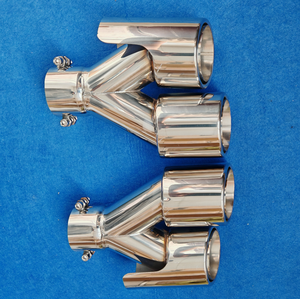 Embout d'échappement double de 3,5 pouces en forme de Y, poisson <span class=keywords><strong>volant</strong></span>, double paroi en acier inoxydable poli chromé, embout de silencieux pour voiture - Product Image 3