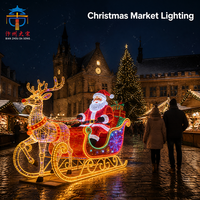 Riesiger Outdoor-Weihnachts-Rentierschlitten mit Laterne, Handgefertigte LED-Feiertagsdekoration für Park, Platz und Garten