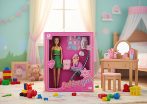Muñeca de Moda Fashiongirl con Cochecito de Bebé y Accesorios para Niñas de 4 a 6 Años - Product Image 2