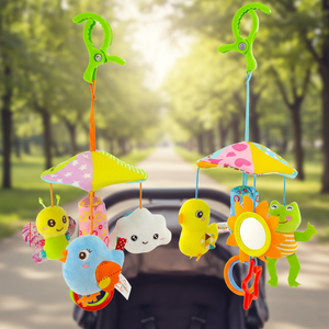 JXD Jouet musical doux et confortable en forme d'oiseau ou de grenouille, jouet en tissu à suspendre pour poussette, parapluie ou lit de bébé, unisexe, 0-24 mois H050 - Product Image 2