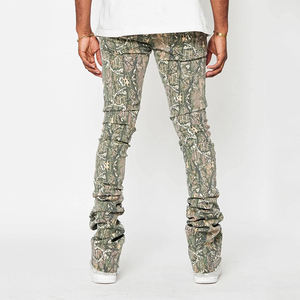 New High Street Moda Cargo Denim Calças Logotipo Personalizado Bolso Árvore De Carga Impressão Flare <span class=keywords><strong>Jeans</strong></span> Homens Floresta <span class=keywords><strong>Camo</strong></span> <span class=keywords><strong>Jeans</strong></span> Empilhados - Product Image 5