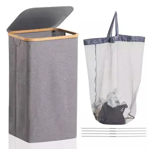 2024 Collapsible Dirty Clothes Basket Narrow Laundry Storage Hamper with Removable Bags for Bathroom