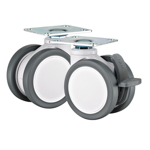 2.5 3 4 इंच फुल-प्लास्टिक मेडिकल ट्विन कैस्टर व्हील tpr, अस्पताल कार्ट्स के लिए शांत-रोलिंग - Product Image 2