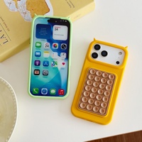 Coque de téléphone antistress en silicone avec cornes de démon, jouet à bulles à ventouse réutilisable, protection antichoc pour iPhone 13-18 Pro Max