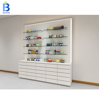 Nouveau design vitrine de pharmacie avec tiroir tableau d'affichage peinture MDF LOGO lumineux pharmacie conception 3D gratuite