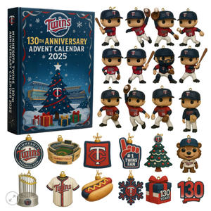 Calendario de Adviento de Plástico del 130 Aniversario de los Minnesota Twins - Caja Sorpresa con Adornos Navideños Festivos a Escala 1/12 para Fanáticos - Product Image 2