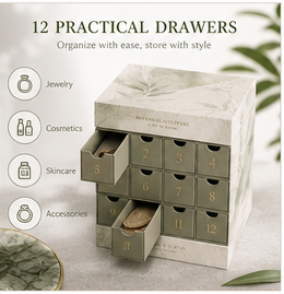 Luxury Green Botanical Drawer Advent Calendar <b>Box</b> with Pull Out Drawers Rigid Paperboard <b>Christmas</b> Gift Packaging for Beauty - Product Image 4