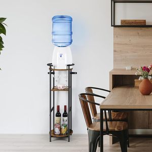 <b>Black</b> wrought iron water bottle storage rack with <b>shelves</b>, living room water dispenser <b>bracket</b>, product storage rack and - Product Image 4